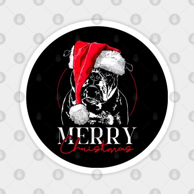 Santa Olde English Bulldog Merry Christmas dog Magnet by wilsigns